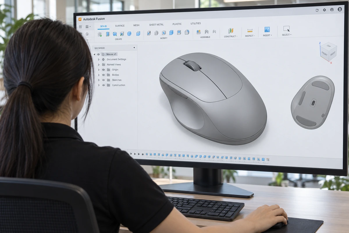 พัฒนาแบบ CAD ตัวเรือนเมาส์ใน Autodesk Fusion