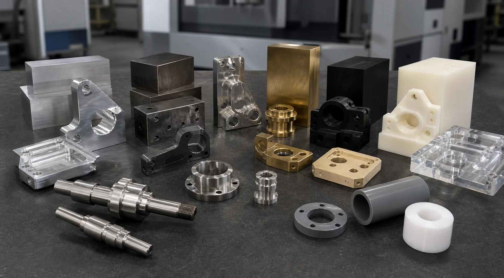 ตัวอย่างชิ้นงาน CNC จากโลหะและพลาสติกวิศวกรรม
