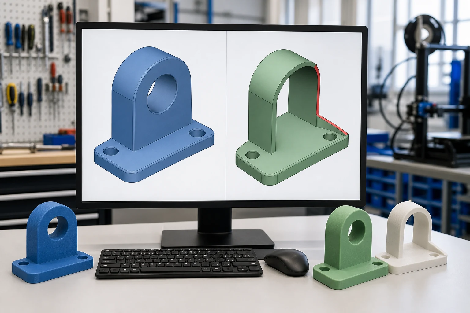 ภาพเปรียบเทียบ CAD ของ solid ที่ปิดสนิทกับขอบ non-manifold ที่เปิดอยู่